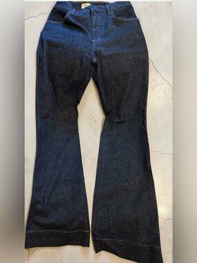 Pilcro Dark Indigo Flared Wide-Leg Jeans